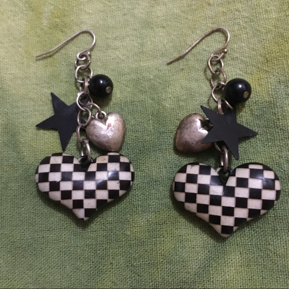 Earrings Gothic Black & White Trendy Fishhook Wire